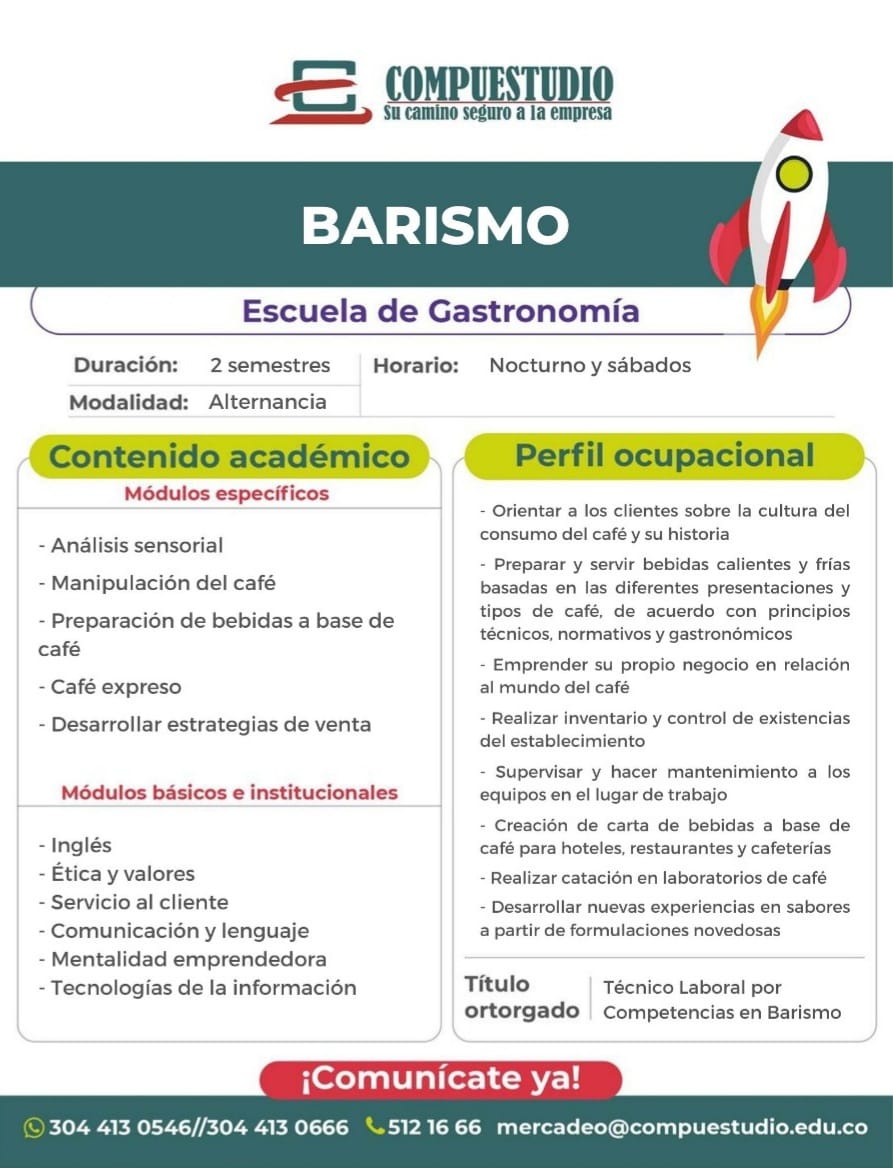 Técnico en Barismo - Compuestudio Medellín Colombia