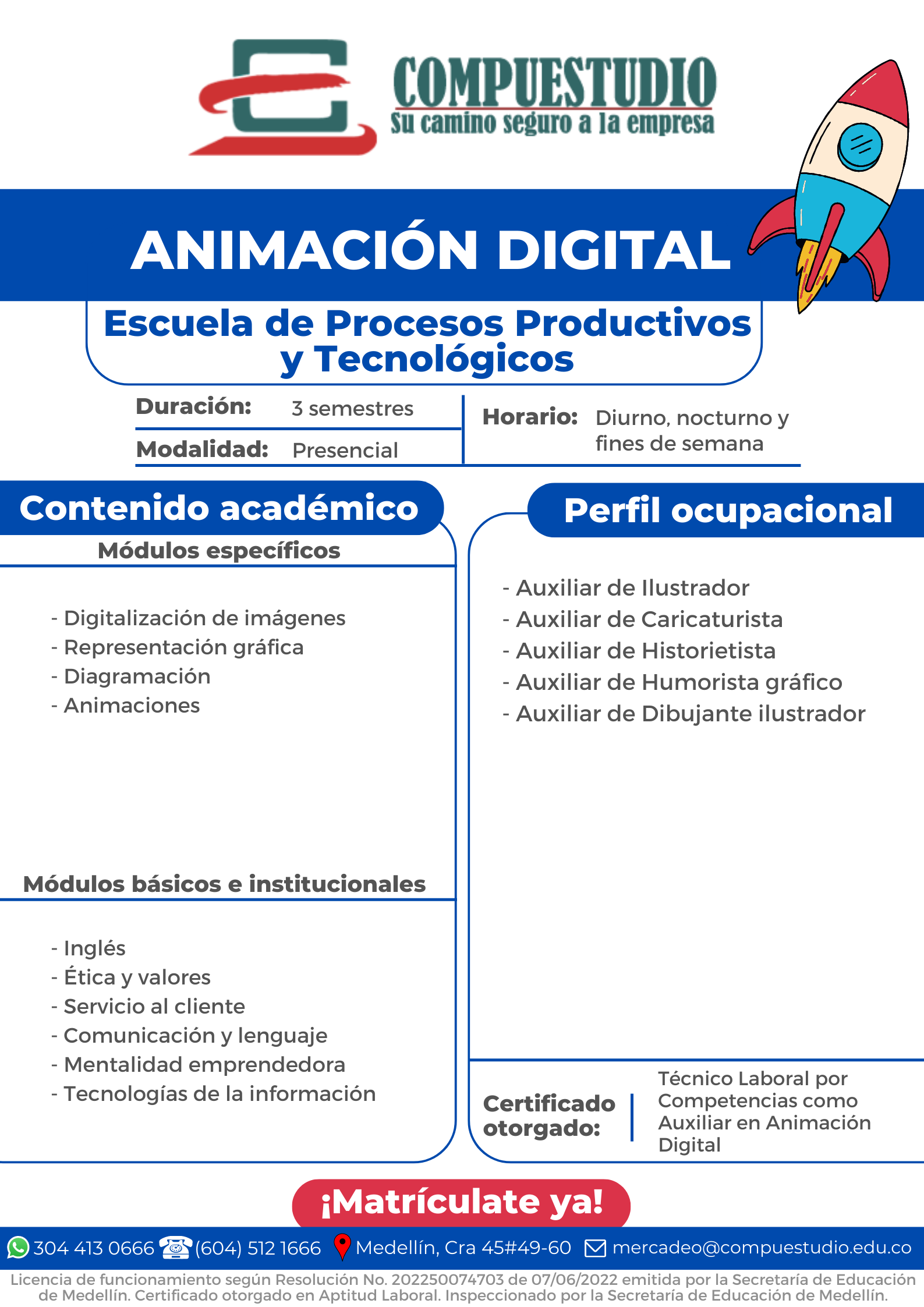 Técnico en Animación Digital Medellín compuestudio