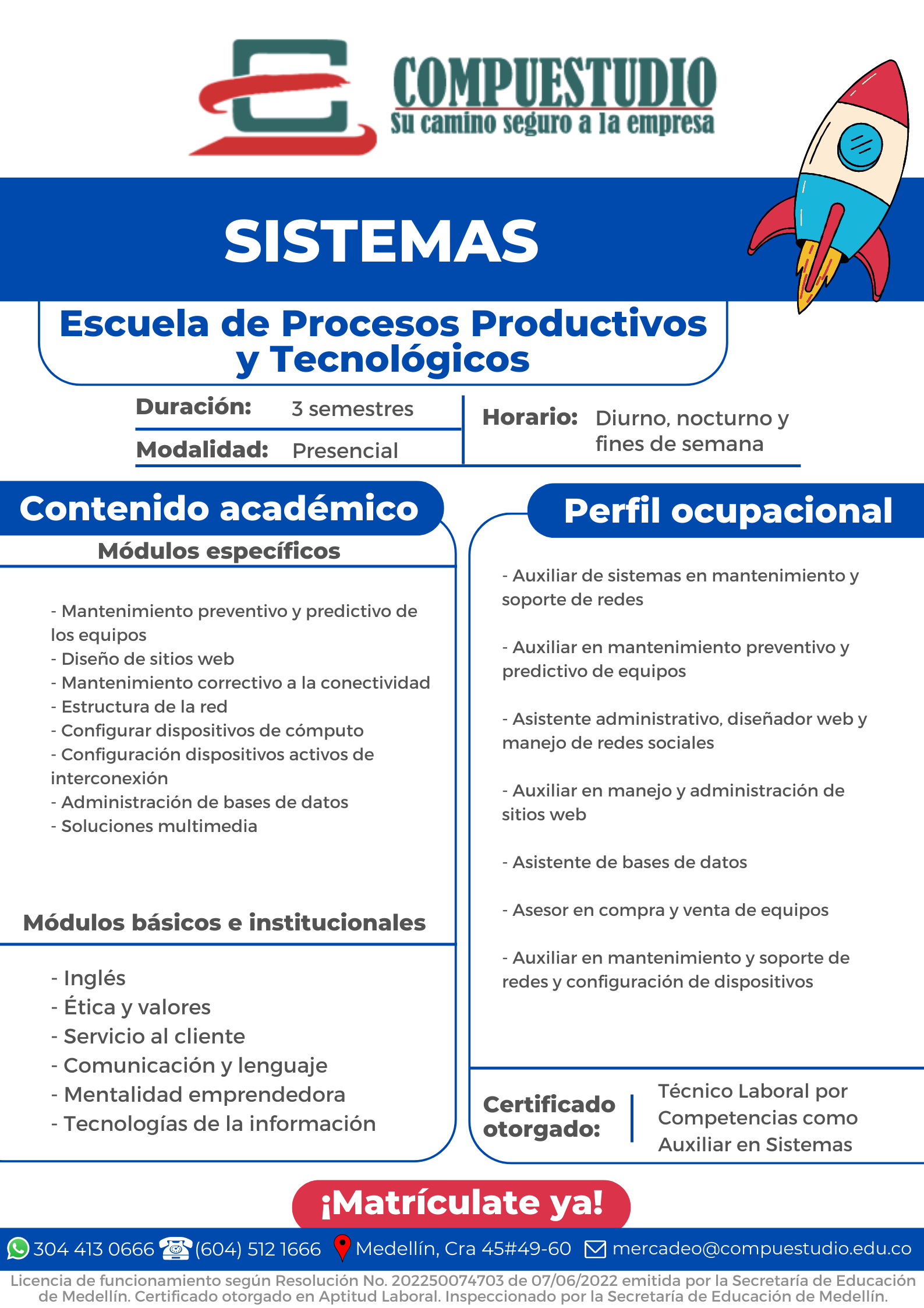 Técnico en Sistemas Medellín Compuestudio
