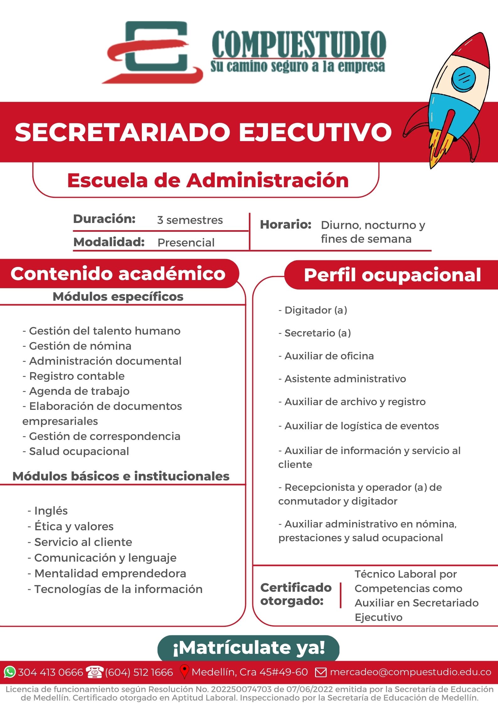 Secretariado ejecutivo, Medellín Compuestudio